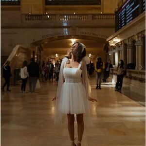 UNTAMED PETALS BY AMANDA JUDGE White Tulle Mini Dress